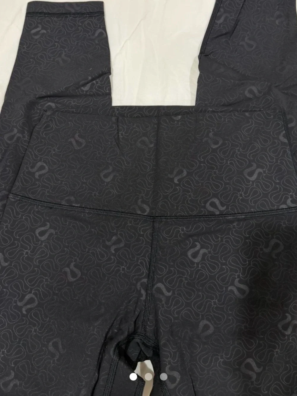 Lululemon black High-Waist Leggings with Subtle All-Over Logo Print